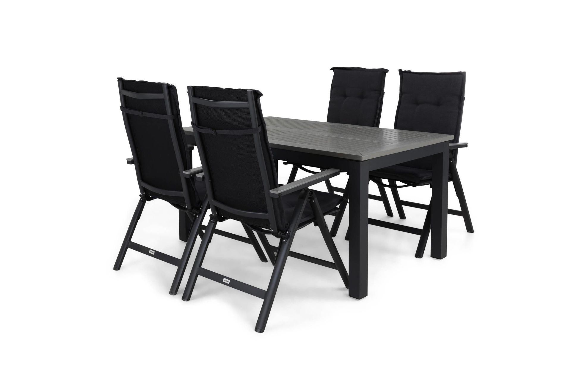 monaco matgrupp utomhus 152-210 + 4 maggie positionsstol m dyna - svart/svart/grå/grå