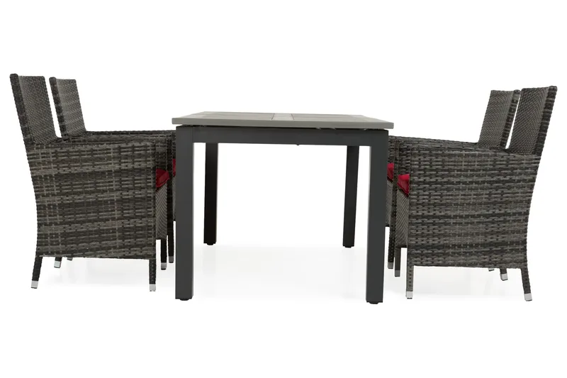 Monaco Matgrupp Utomhus 152-210 + 4 Thor Fåtölj - Svart/Grå - Utemöbler - Utegrupp - Matgrupper utomhus