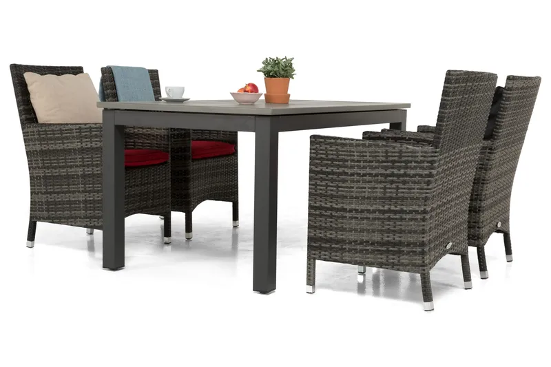 Monaco Matgrupp Utomhus 152-210 + 4 Thor Fåtölj - Svart/Grå - Utemöbler - Utegrupp - Matgrupper utomhus
