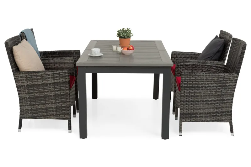 Monaco Matgrupp Utomhus 152-210 + 4 Thor Fåtölj - Svart/Grå - Utemöbler - Utegrupp - Matgrupper utomhus