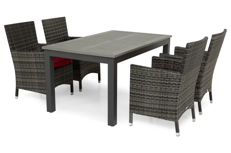 Monaco Matgrupp Utomhus 152-210 + 4 Thor Fåtölj - Svart/Grå - Utemöbler - Utegrupp - Matgrupper utomhus