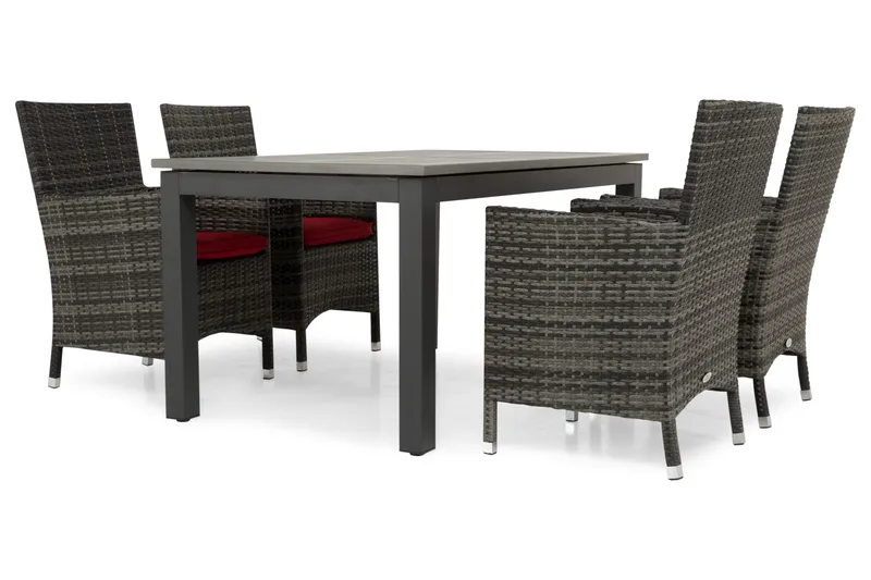 Monaco Matgrupp Utomhus 152-210 + 4 Thor Fåtölj - Svart/Grå - Utemöbler - Utegrupp - Matgrupper utomhus