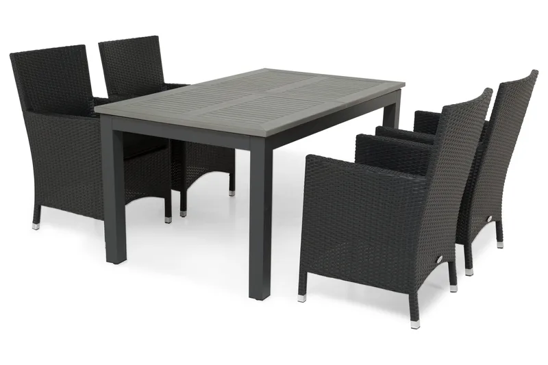 Monaco Matgrupp Utomhus 152-210 + 4 Thor Fåtölj - Svart/Svart - Utemöbler - Utegrupp - Matgrupper utomhus