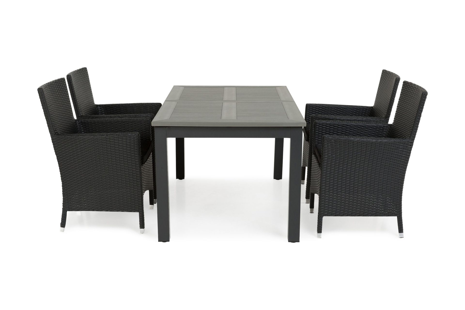 monaco matgrupp utomhus 152-210 + 4 thor fåtölj - svart/svart