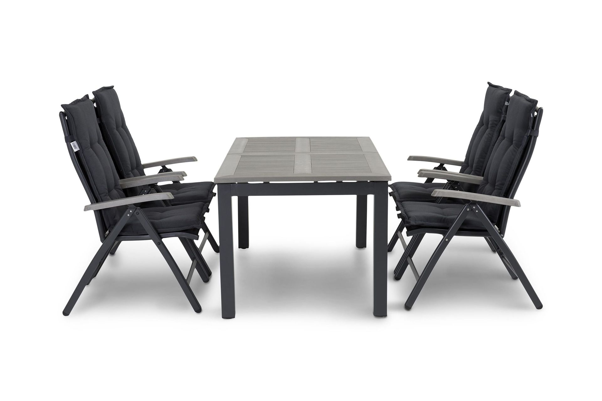 monaco matgrupp utomhus 152-210 + 4 positionsstol lyx - svart/svart