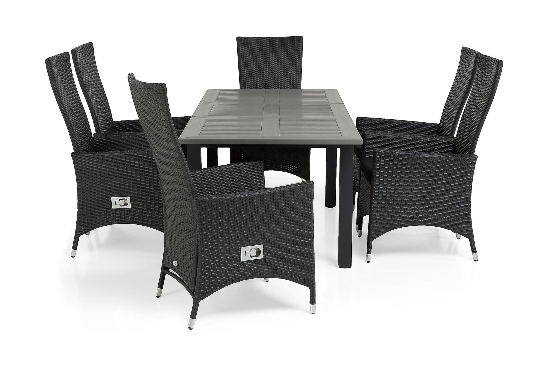 monaco matgrupp utomhus 152-210 + 6 jenny ställbar fåtölj - svart