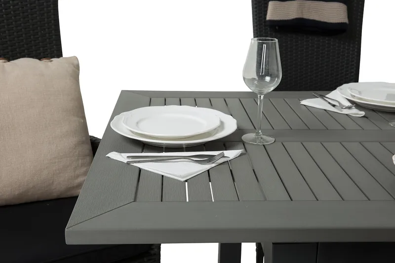 Monaco Matgrupp Utomhus 152-210 + 6 Jenny Ställbar Fåtölj - Svart - Utemöbler - Utegrupp - Matgrupper utomhus