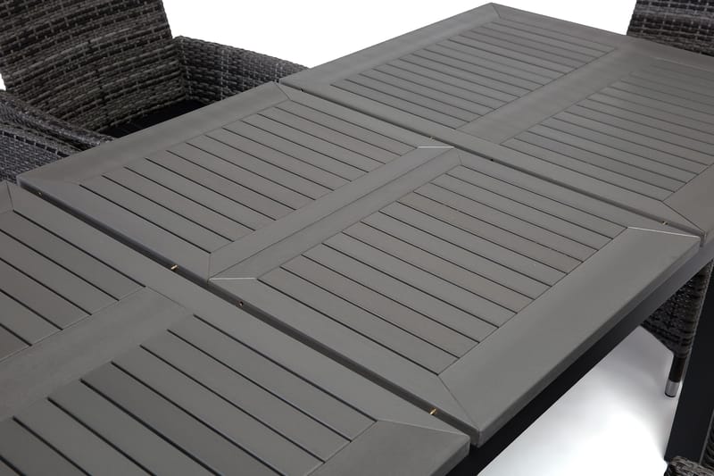 Monaco Matgrupp Utomhus 152-210 + 6 Jenny Ställbar Fåtölj - Svart/Grå - Utemöbler - Utegrupp - Matgrupper utomhus