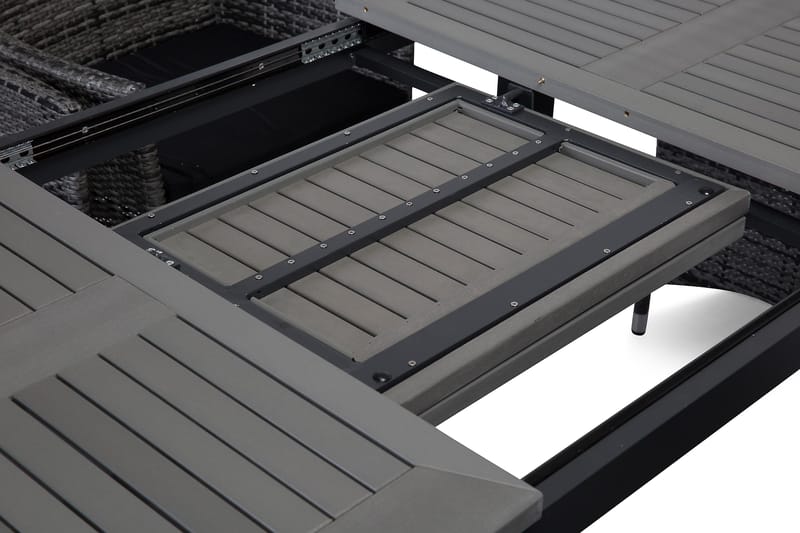 Monaco Matgrupp Utomhus 152-210 + 6 Jenny Ställbar Fåtölj - Svart/Grå - Utemöbler - Utegrupp - Matgrupper utomhus