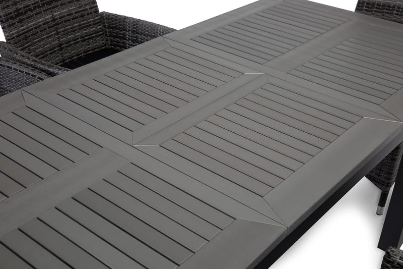 Monaco Matgrupp Utomhus 152-210 + 6 Jenny Ställbar Fåtölj - Svart/Grå - Utemöbler - Utegrupp - Matgrupper utomhus