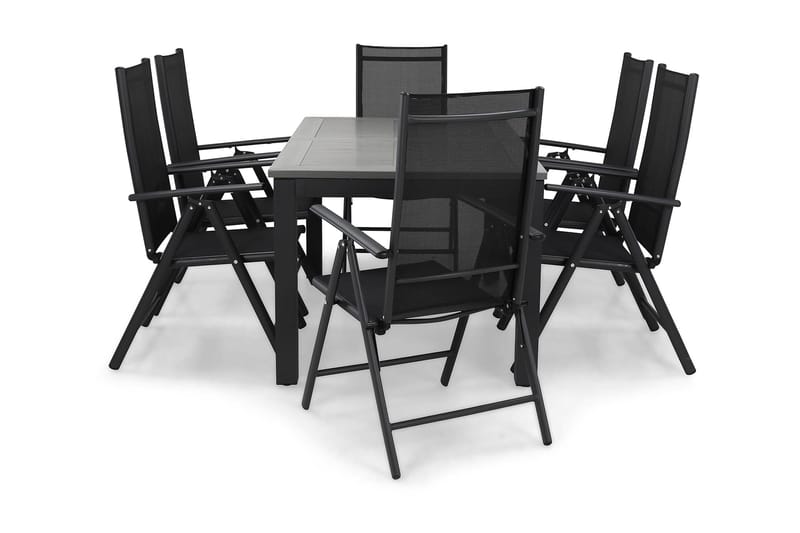 Monaco Matgrupp Utomhus 152-210 + 6 Maggie Positionsstol - Svart - Utemöbler - Utegrupp - Matgrupper utomhus