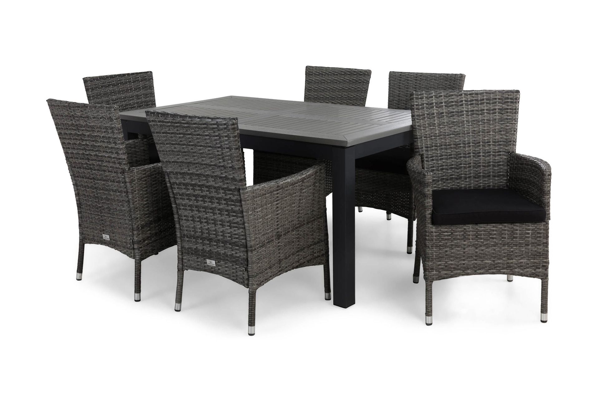 Monaco Matgrupp Utomhus 152-210 + 6 Thor F&aring;t&ouml;lj m Dyna - Svart/Gr&aring;/Svart