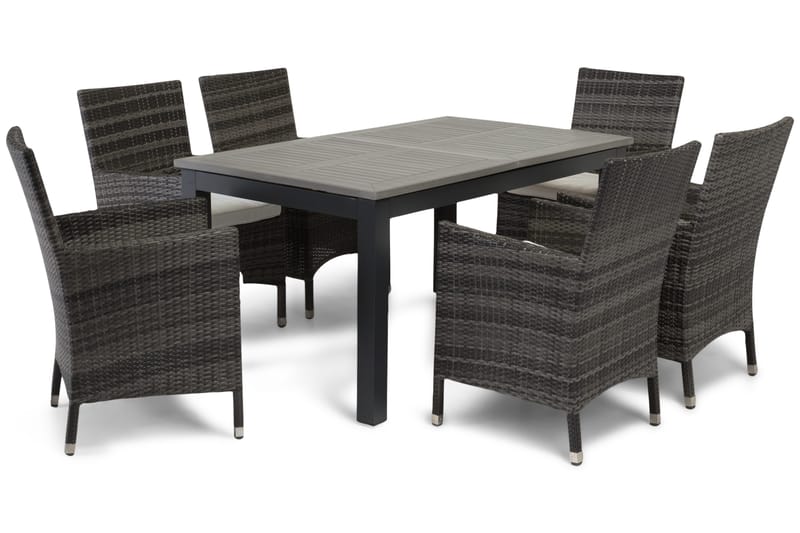 Monaco Matgrupp Utomhus 152-210 + 6 Thor Fåtölj - Svart/Grå - Utemöbler - Utegrupp - Matgrupper utomhus