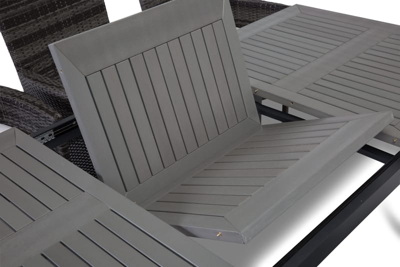 Monaco Matgrupp Utomhus 152-210 + 6 Thor Fåtölj - Svart/Grå - Utemöbler - Utegrupp - Matgrupper utomhus