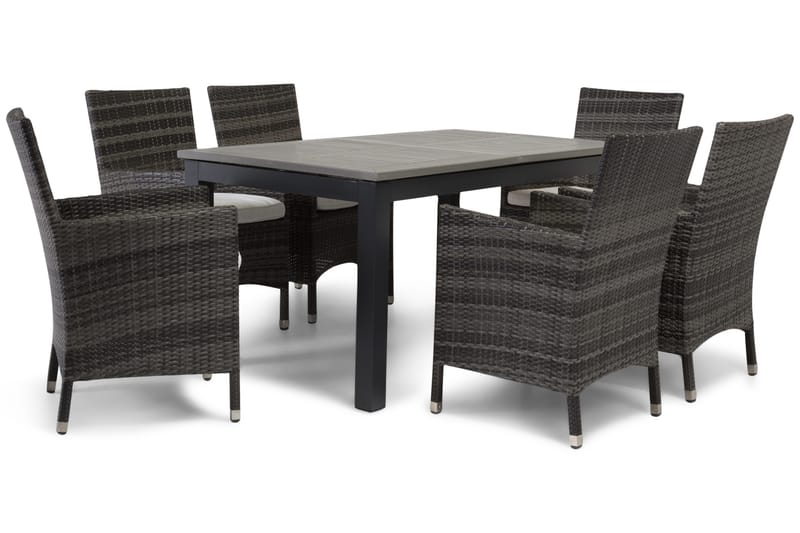 Monaco Matgrupp Utomhus 152-210 + 6 Thor Fåtölj - Svart/Grå - Utemöbler - Utegrupp - Matgrupper utomhus