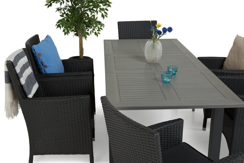 Monaco Matgrupp Utomhus 152-210 + 6 Thor Fåtölj - Svart/Svart - Utemöbler - Utegrupp - Matgrupper utomhus