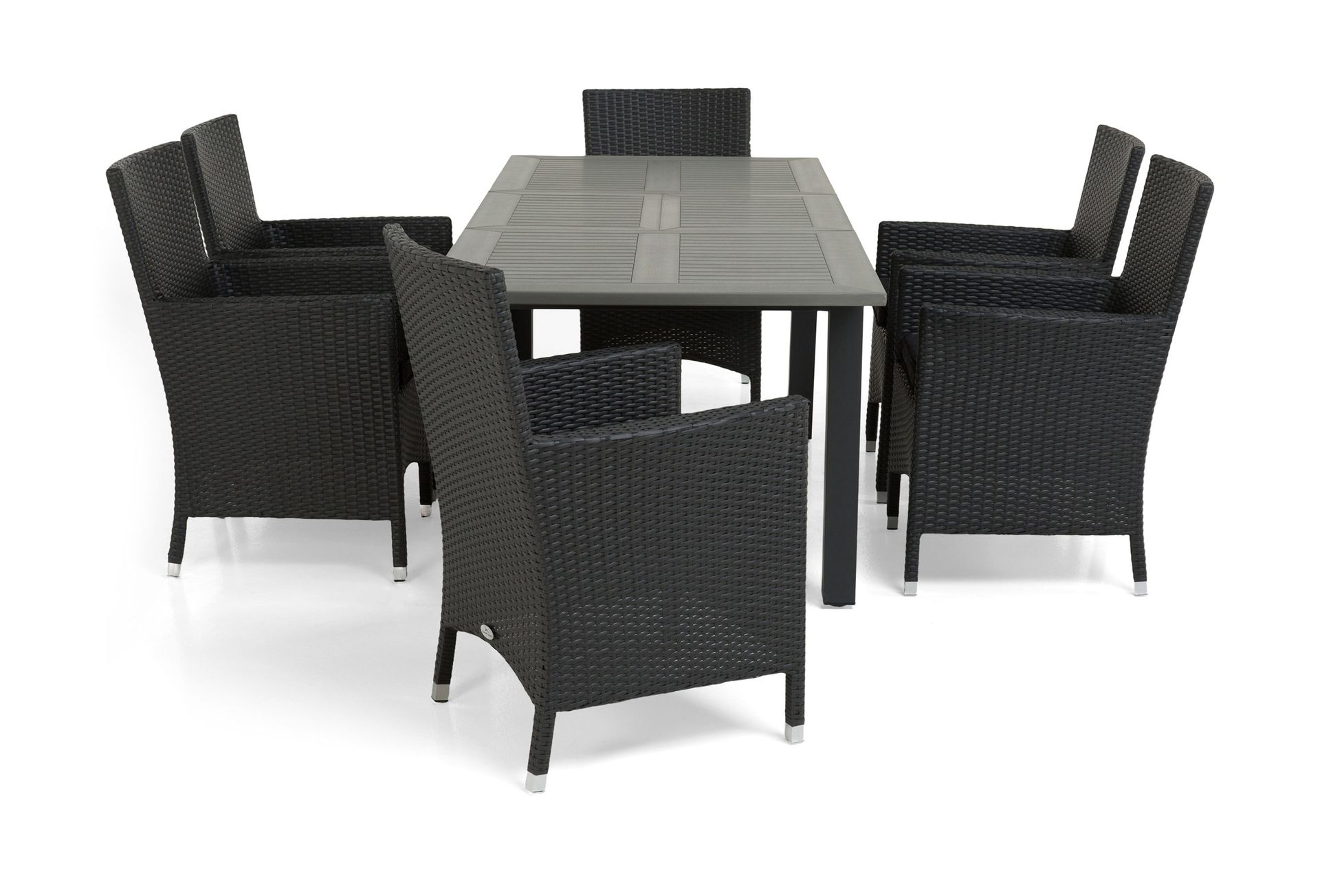 monaco matgrupp utomhus 152-210 + 6 thor fåtölj - svart/svart