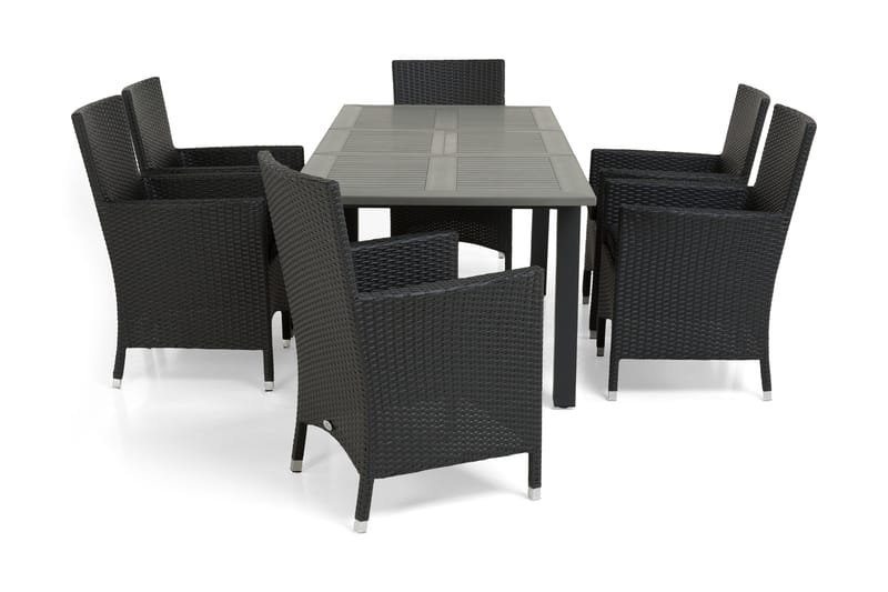 Monaco Matgrupp Utomhus 152-210 + 6 Thor Fåtölj, Svart/Svart