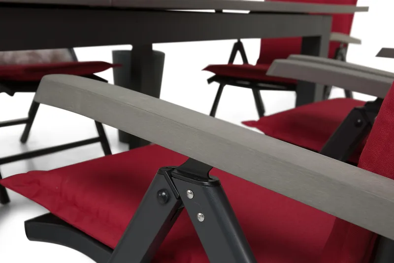 Monaco Matgrupp Utomhus 152-210 + 6 Positionsstolar - Svart/Svart - Utemöbler - Utegrupp - Matgrupper utomhus