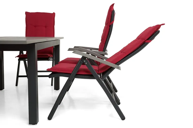 Monaco Matgrupp Utomhus 152-210 + 6 Positionsstolar - Svart/Svart - Utemöbler - Utegrupp - Matgrupper utomhus