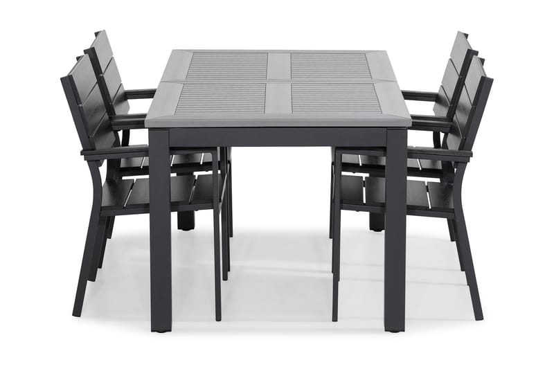 Monaco Matgrupp Utomhus 152-210x90 + 4 Tunis Stapelstol - Svart - Utemöbler - Utegrupp - Matgrupper utomhus
