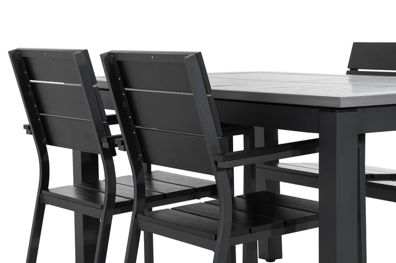 Monaco Matgrupp Utomhus 152-210x90 + 4 Tunis Stapelstol - Svart - Utemöbler - Utegrupp - Matgrupper utomhus