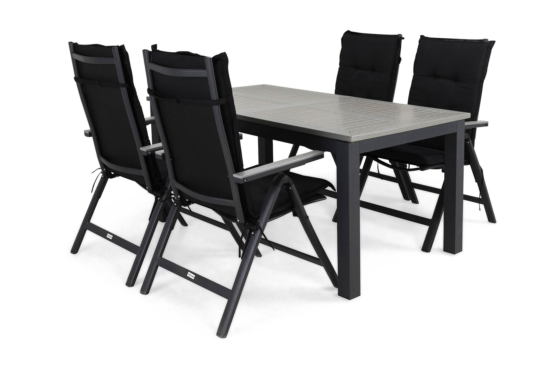 monaco matgrupp utomhus 152-210x90+4 monaco light positionsstol dyna - svart/grå