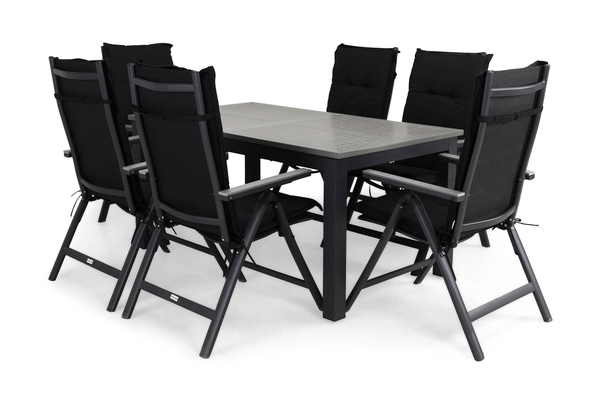 Monaco Matgrupp Utomhus 152-210x90+6 Monaco Light Positionsstol Dyna - Svart/Gr&aring;