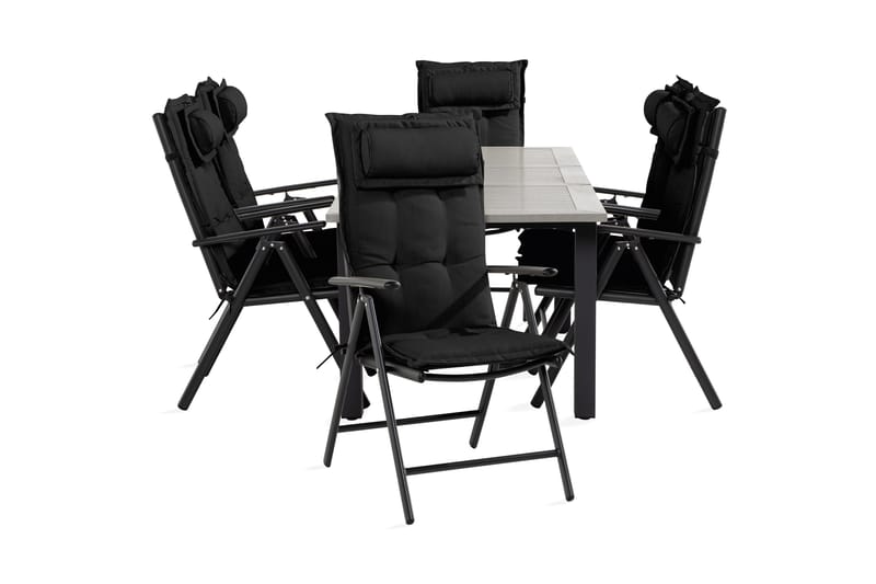 Monaco Matgrupp Utomhus 90x152-210 + 6 Maggie Positionsstol m Dyna, Svart