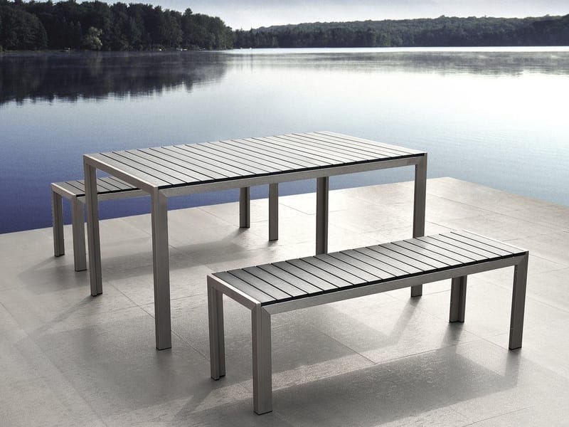 Nardo Trädgårdsmöbelset Med Utebord+Bänk Utomhus, Grå