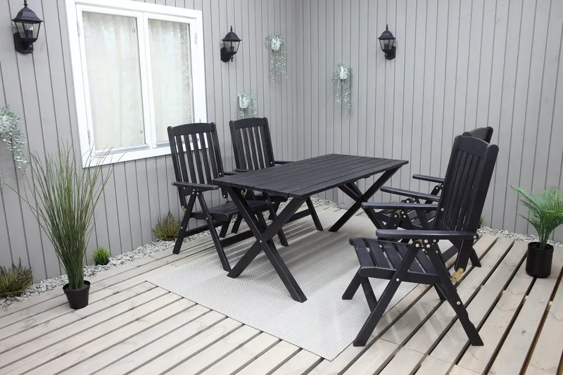 Oliver Matgrupp Utomhus 4 Utestolar - Grå/Svart - Utemöbler - Utegrupp - Matgrupper utomhus