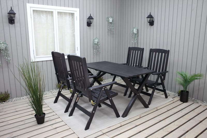 Oliver Matgrupp Utomhus 4 Utestolar, Grå/Svart