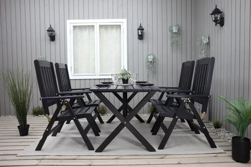 Oliver Matgrupp Utomhus 4 Utestolar - Grå/Svart - Utemöbler - Utegrupp - Matgrupper utomhus