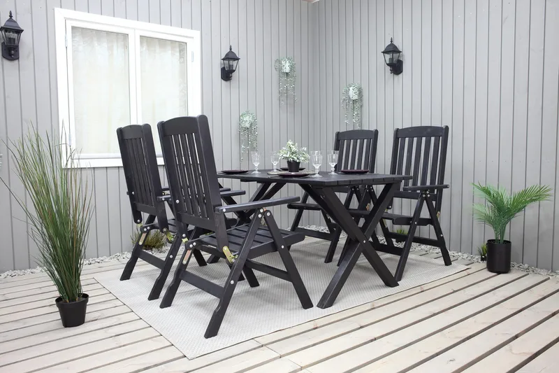 Oliver Matgrupp Utomhus 4 Utestolar - Grå/Svart - Utemöbler - Utegrupp - Matgrupper utomhus