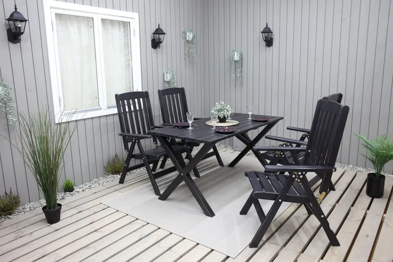 Oliver Matgrupp Utomhus 4 Utestolar - Grå/Svart - Utemöbler - Utegrupp - Matgrupper utomhus