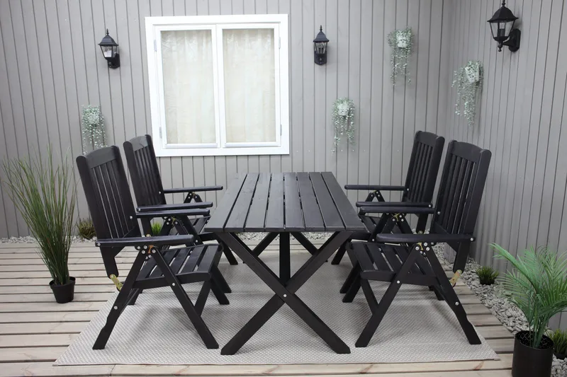 Oliver Matgrupp Utomhus 4 Utestolar - Grå/Svart - Utemöbler - Utegrupp - Matgrupper utomhus