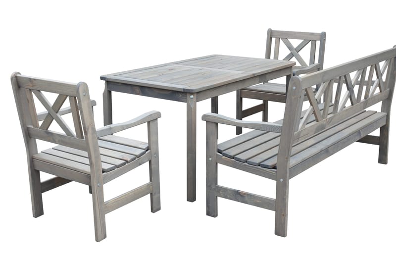 Olivo Matgrupp Utomhus + 2 Utestolar + Bänk Utomhus - Grå - Utemöbler - Utegrupp - Matgrupper utomhus