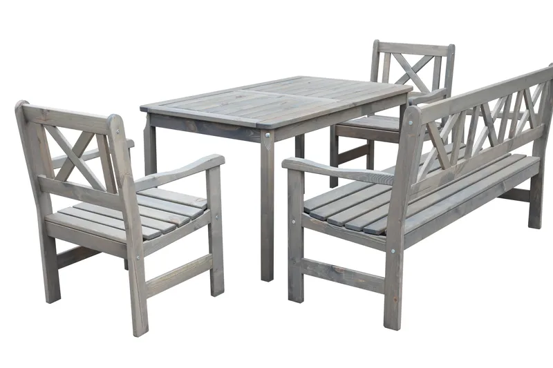 Olivo Matgrupp Utomhus + 2 Utestolar + Bänk Utomhus - Grå - Utemöbler - Utegrupp - Matgrupper utomhus