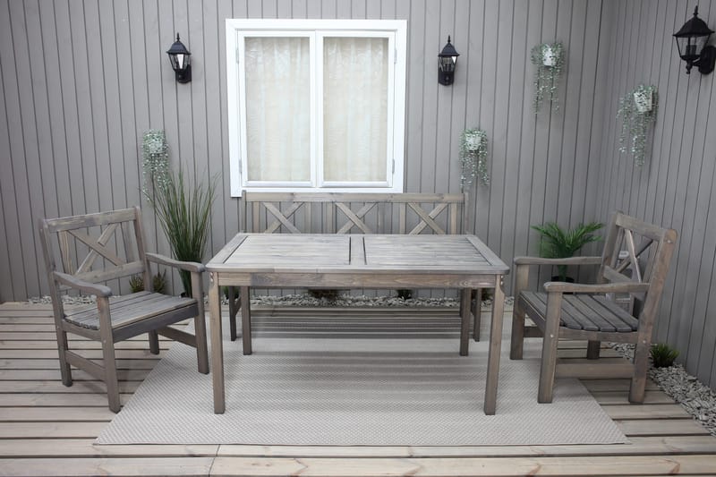 Olivo Matgrupp Utomhus + 2 Utestolar + Bänk Utomhus - Grå - Utemöbler - Utegrupp - Matgrupper utomhus