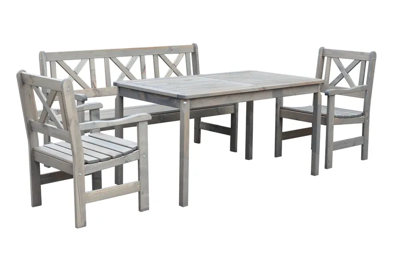 Olivo Matgrupp Utomhus + 2 Utestolar + Bänk Utomhus, Grå