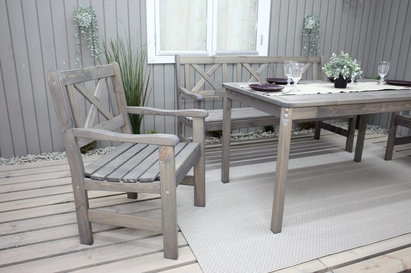 Olivo Matgrupp Utomhus + 2 Utestolar + Bänk Utomhus - Grå - Utemöbler - Utegrupp - Matgrupper utomhus