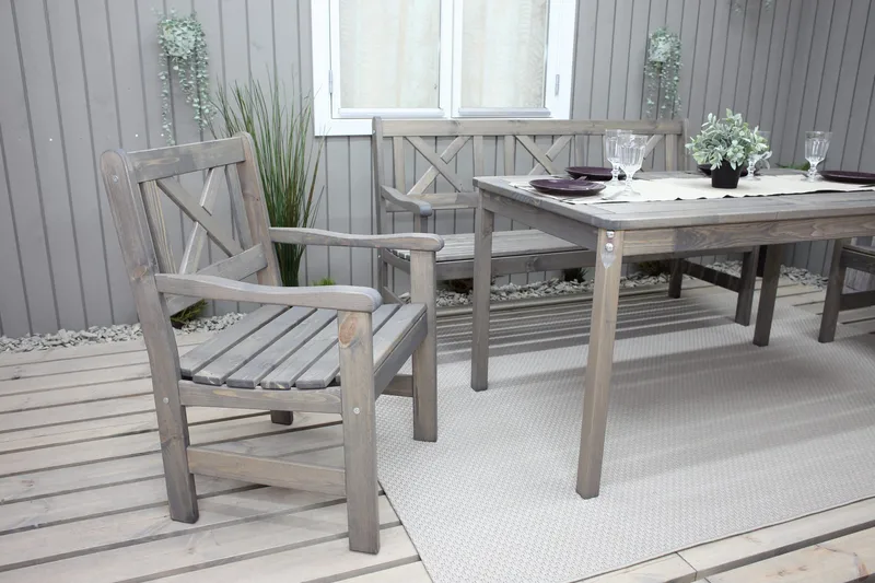 Olivo Matgrupp Utomhus + 2 Utestolar + Bänk Utomhus - Grå - Utemöbler - Utegrupp - Matgrupper utomhus