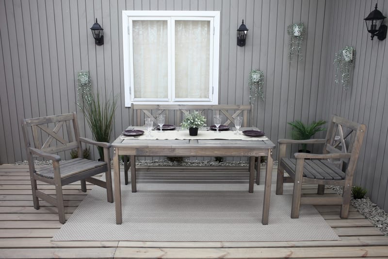Olivo Matgrupp Utomhus + 2 Utestolar + Bänk Utomhus - Grå - Utemöbler - Utegrupp - Matgrupper utomhus