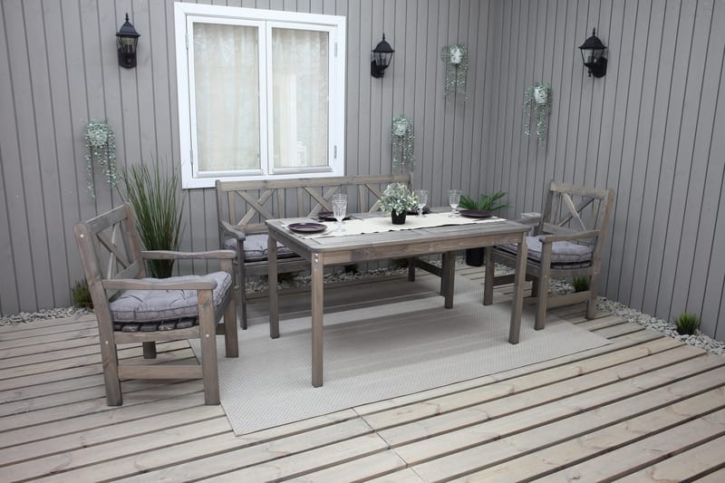 Olivo Matgrupp Utomhus + 2 Utestolar + Bänk Utomhus - Grå - Utemöbler - Utegrupp - Matgrupper utomhus