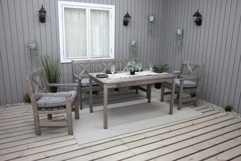 OLIVO Utebord Grå + 2 Utestolar + Bänk Utomhus - Utemöbler - Utegrupp - Matgrupper utomhus