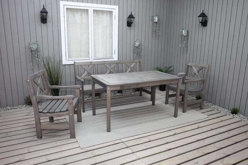 OLIVO Utebord Grå + 2 Utestolar + Bänk Utomhus - Utemöbler - Utegrupp - Matgrupper utomhus
