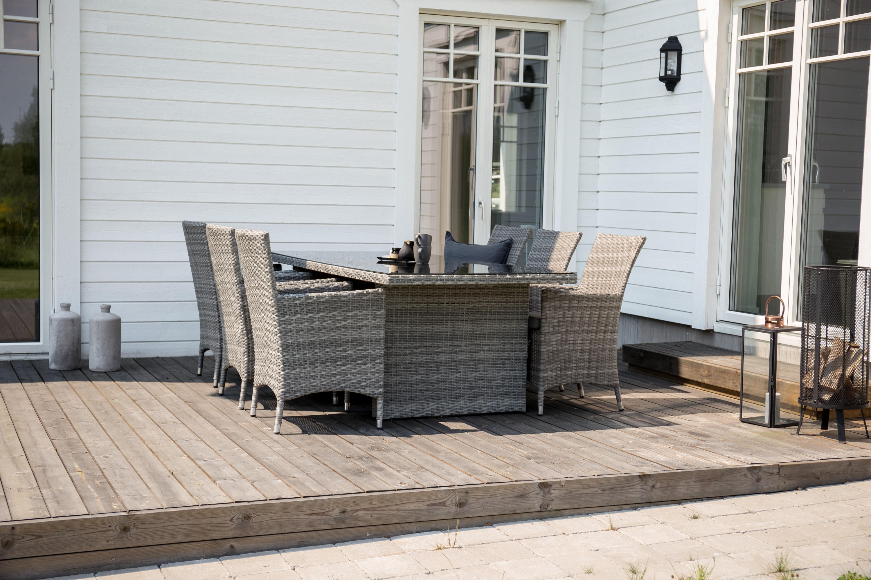 padova matgrupp utomhus 200cm + 6 malin karmstolar - natur