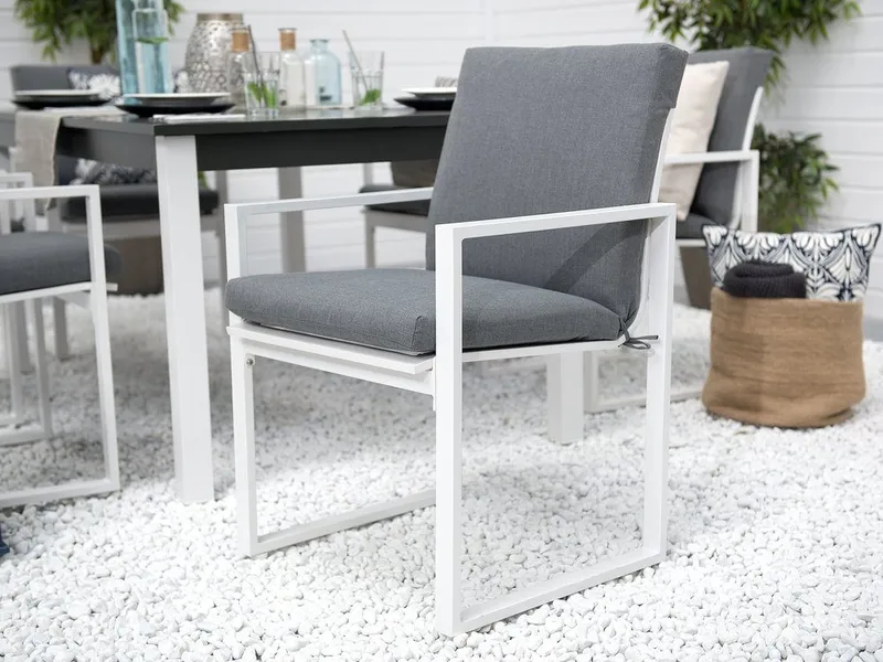 Pancole Trädgårdsmöbelset Med Utebord+6 Utestolar - Grå - Utemöbler - Utegrupp - Matgrupper utomhus