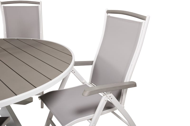 Parma Matgrupp Utomhus Rund Ø140cm + 4 Albany Positionsstolar - Vit/Grå - Utemöbler - Utegrupp - Matgrupper utomhus