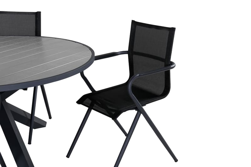 Parma Matgrupp Utomhus Rund Ø140cm + 4 Alina Matstolar - Svart/Grå - Utemöbler - Utegrupp - Matgrupper utomhus
